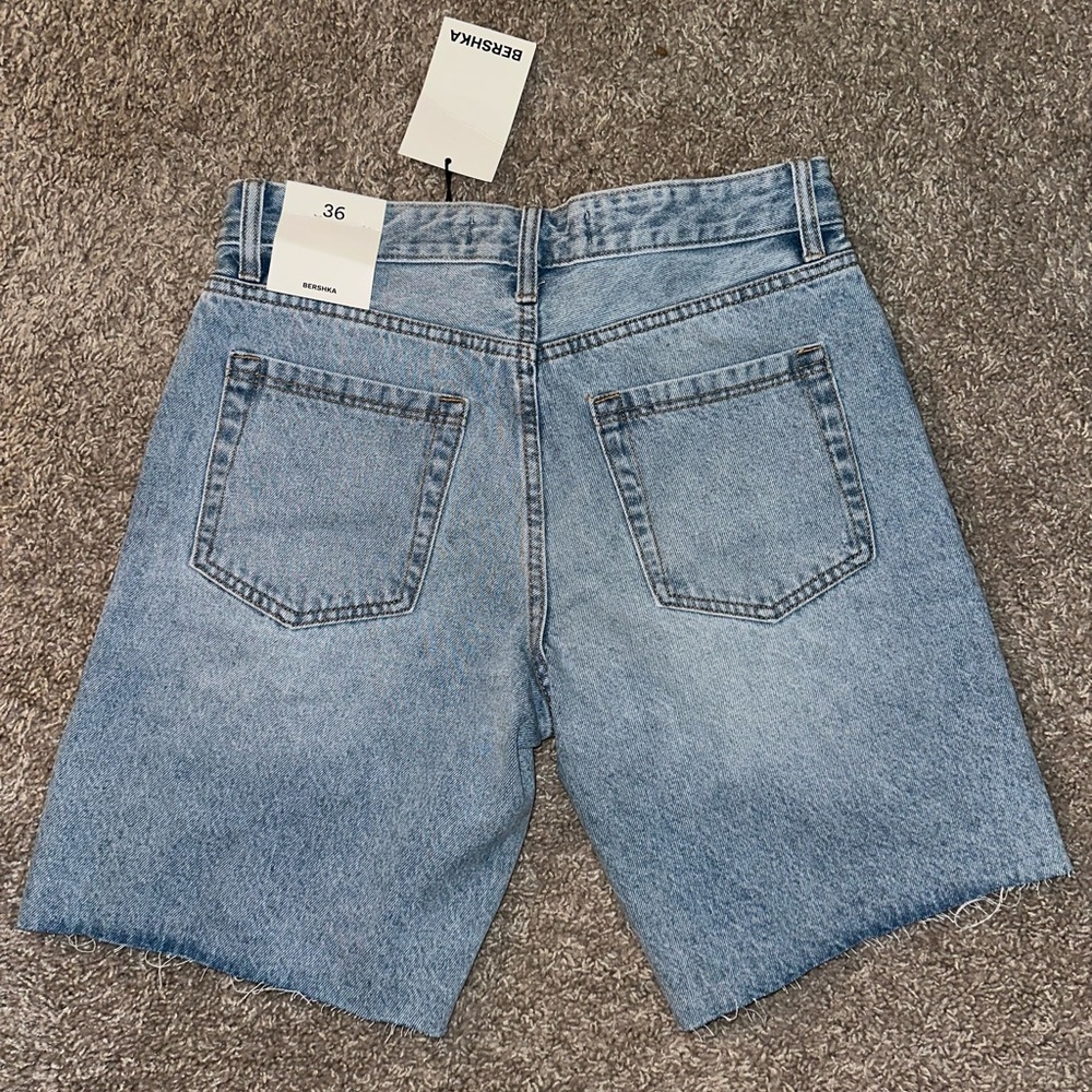 Bershka Light Blue Studded Jean Shorts - Picture 4 of 5